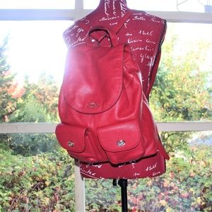 Coach Billie red leather backpack